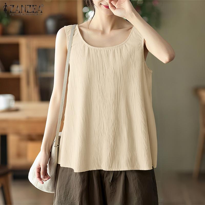 ZANZEA Women Casual Round Neck Summer Sleeveless Tank Tops