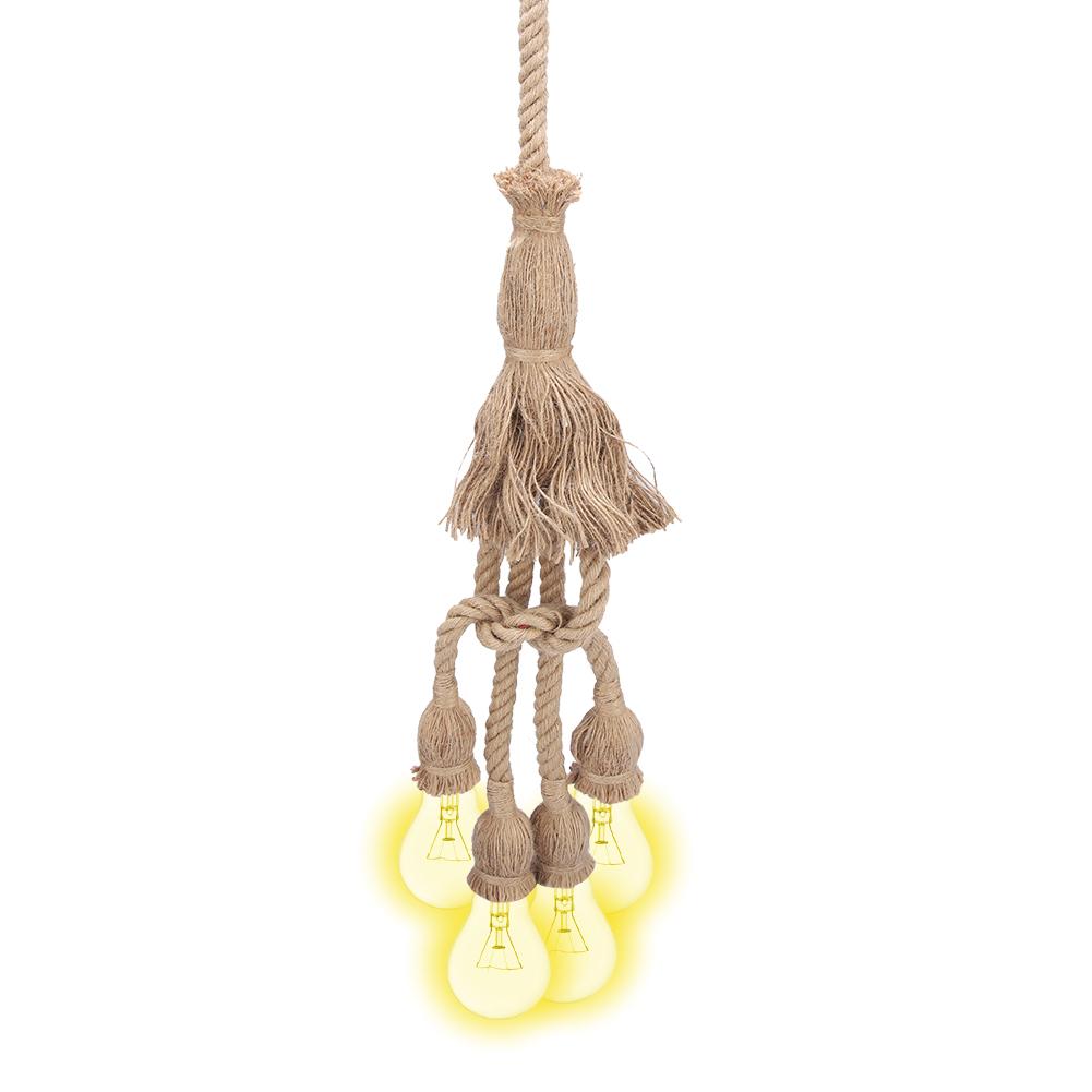 0.5m E27 Vintage Hemp Rope Ceiling Light Base Pendant Lamp Bulb Holder 85-265V (3*holder)