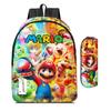 Set Zaino Cartone Animato Mario Confezione da 2 Zaino Studente Mario con Astuccio Borsa Pranzo Super Mario Regalo per Bambini
