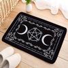 Occult Moon Pentagram Doormat Wiccan Element Symbol Print Black and White Gothic Floor Rug for Home Porch Living Room Bedroom