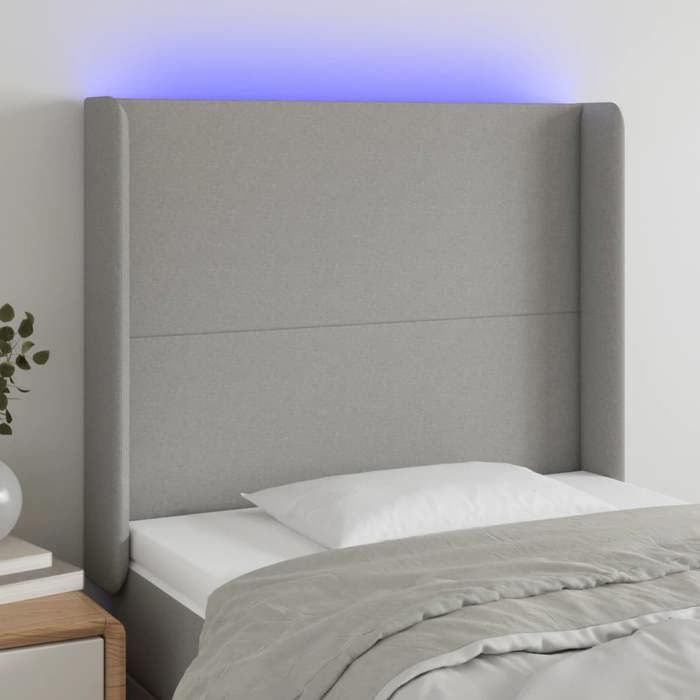 VidaXL Tête de Lit à LED Meuble de Chambre à Coucher Accessoire de Lit Simple Tête de Cadre de Lit Intérieur Gris Clair 3123758