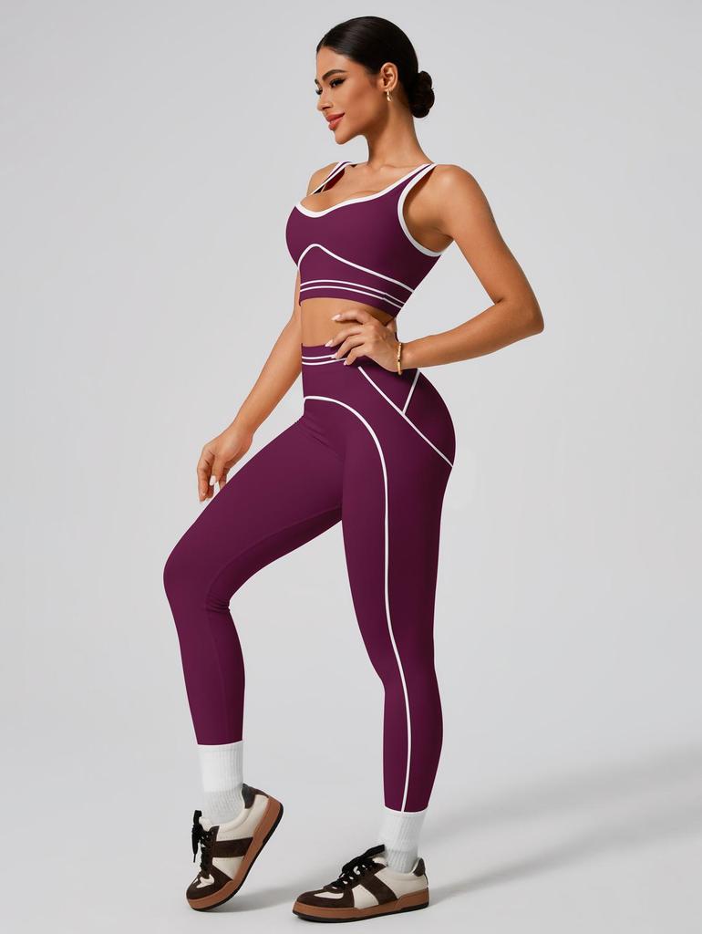 WF1326 Ärmelloses Sporttop & High Waist Bauchkontrolle Yoga-Set