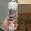 600ML Plastic Water Bottle With Straw Transparent Water Bottle Bouncing Straw Sports Cup Portable Drop Cartoon Ice Suction Cup