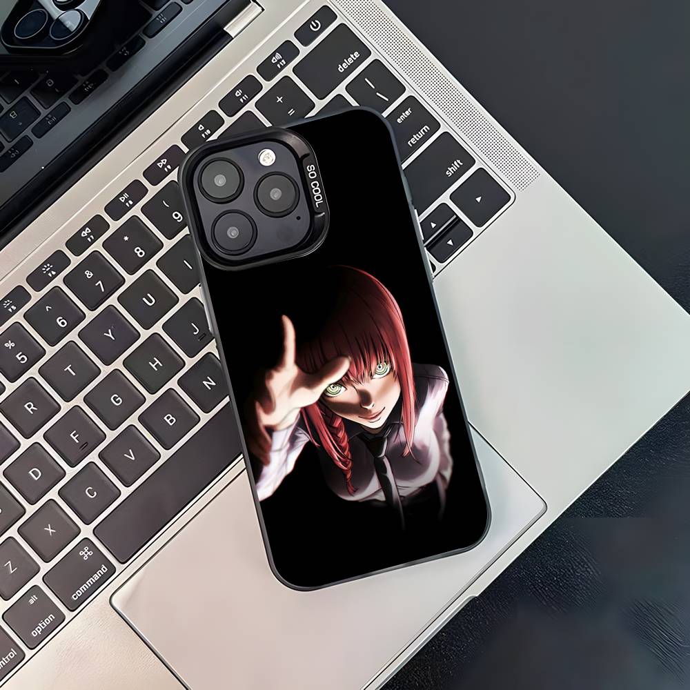 Anime M-Makima Phone Case For iPhone 17,16,15,14,13,12,11,Pro,XS,Max,Plus,Mini,SE4,E Black Matte Shockproof Cover