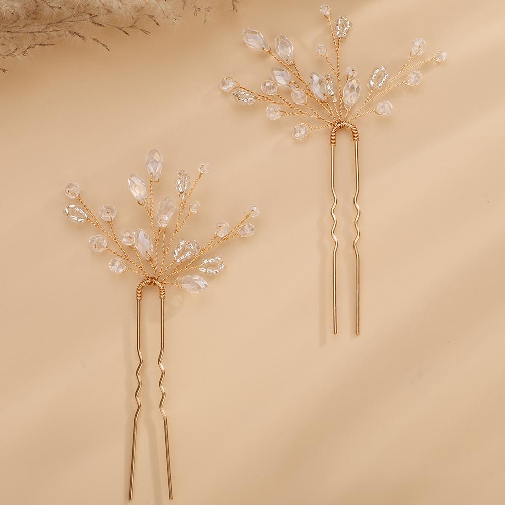 Black Wedding Head Jewelry Pink Hairpins Crystal Headwear Red Women Bridal Hair Accessories Blue Bridesmaids Headpieces 4PCS