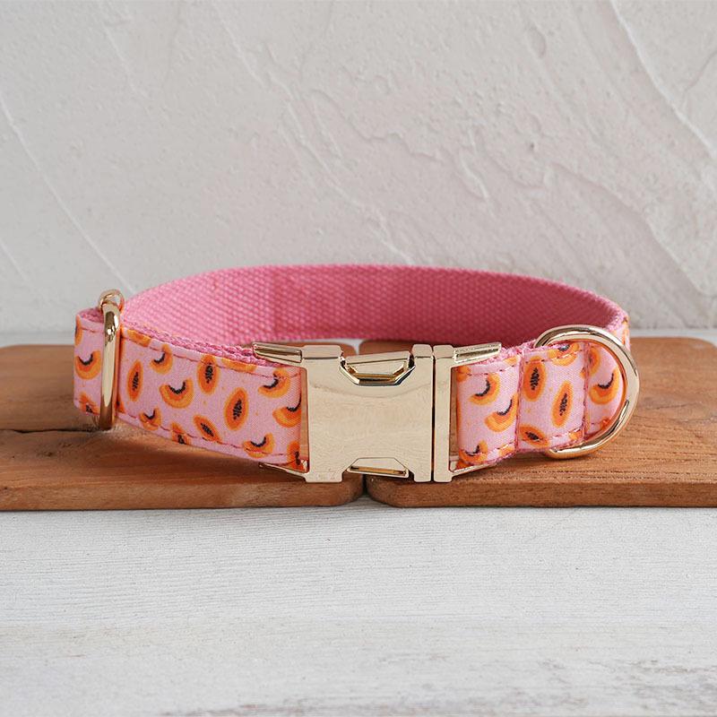 MUTTCO Pink Sweet Papaya Dog Collar & Leash Set with Light Gold Buckle - UDC-183J Extra Large