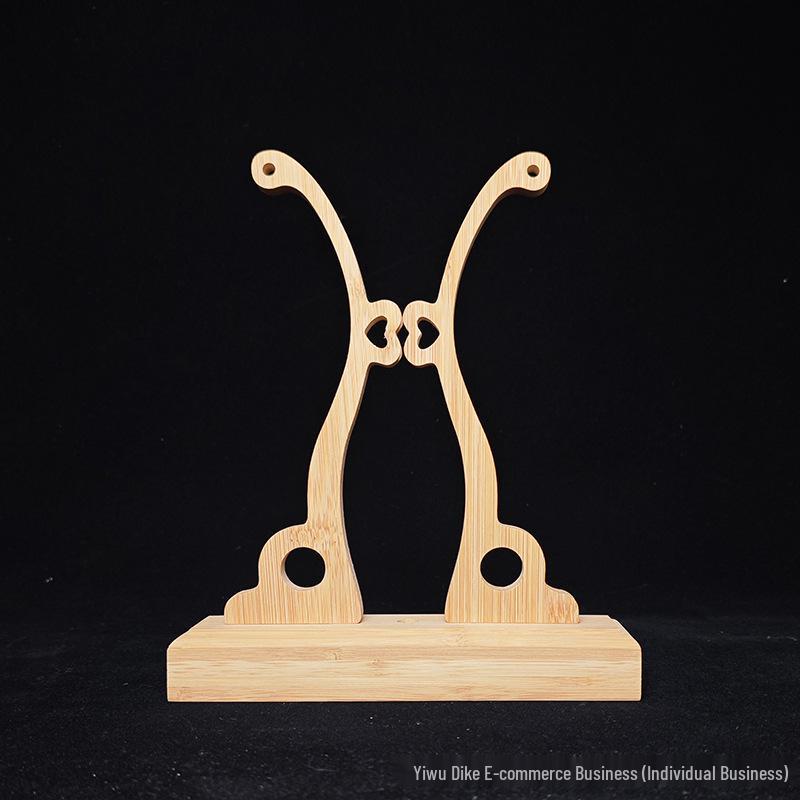 Joyful Adjustable Bamboo Fan Holder - Ancient Style Detachable Display Stand for Round Fans