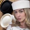 Vintage Hard Top Flat Fedoras Hats Women Fashion Wool Felt Berets Hat Wedding Fascinator Caps Wedding Party Pillbox Caps Gifts