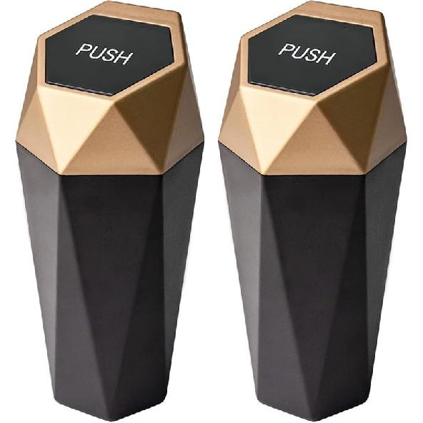 Mini Car Trash Can,Mini Trashcan with Lid,Portable Leakproof Vehicle Trash Bin,Diamond Design Car Dustbin Car Dustbin Organizer for Cup Holder,Mini
