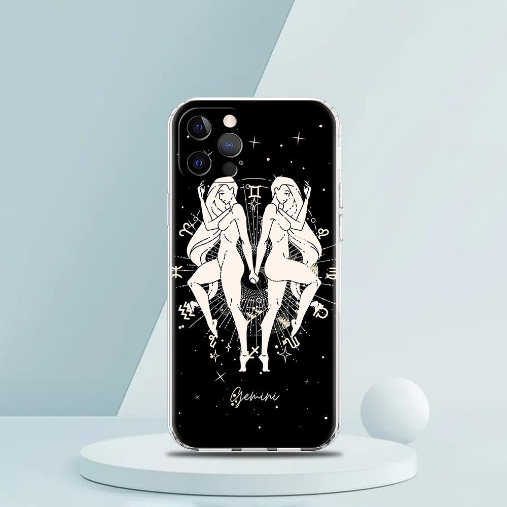 Zodiac Case for iPhone 16 15 14 13 12 Pro Max Cover Transparent Soft for iPhone 11 Pro Max 7 8 Plus XS XR Shell Coque Capas Bags