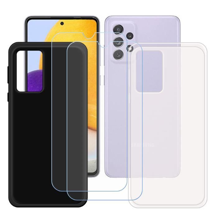 Coque de protection - FZ - Samsung Galaxy A72 - TPU - Verre trempé - Noir/Translucide