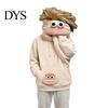 Halloween Party Outfits Big Mouth Creature Flannel Hoodie, Unisex Oversized Fleece Hooded Warm Winter Pullover Sweatshirt, Plush Top for Daily