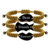 3-Piece Multicolor Puzzle Heart Best Friends Bangle Set, Titanium Steel Engraved