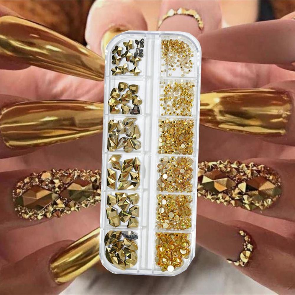 1 Box Luxus Glänzende Diamant Nagelkunst Strasssteine Stein Strass Glas 3D Nägel Zubehör Schmuck AB/Bunt Hotfix Maniküre Dekorationen#