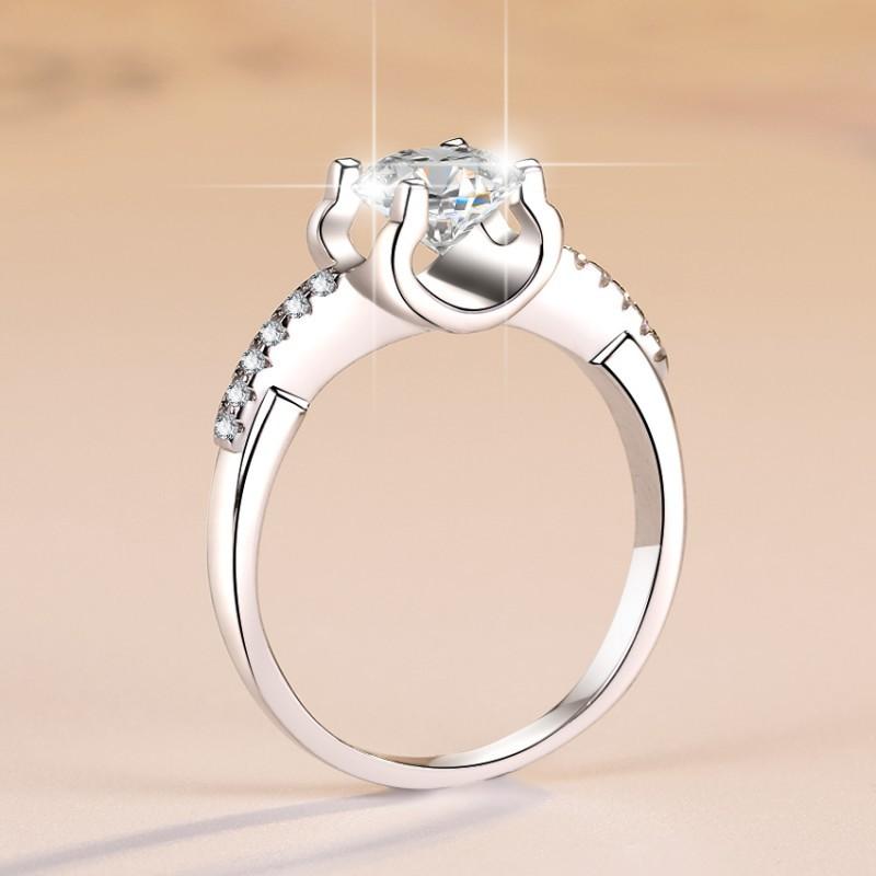 Anel de moissanite 2ct cor D S925, anel de prata esterlina para noivado feminino, anel de diamante, presente de casamento para namorada, joia requintada para presente