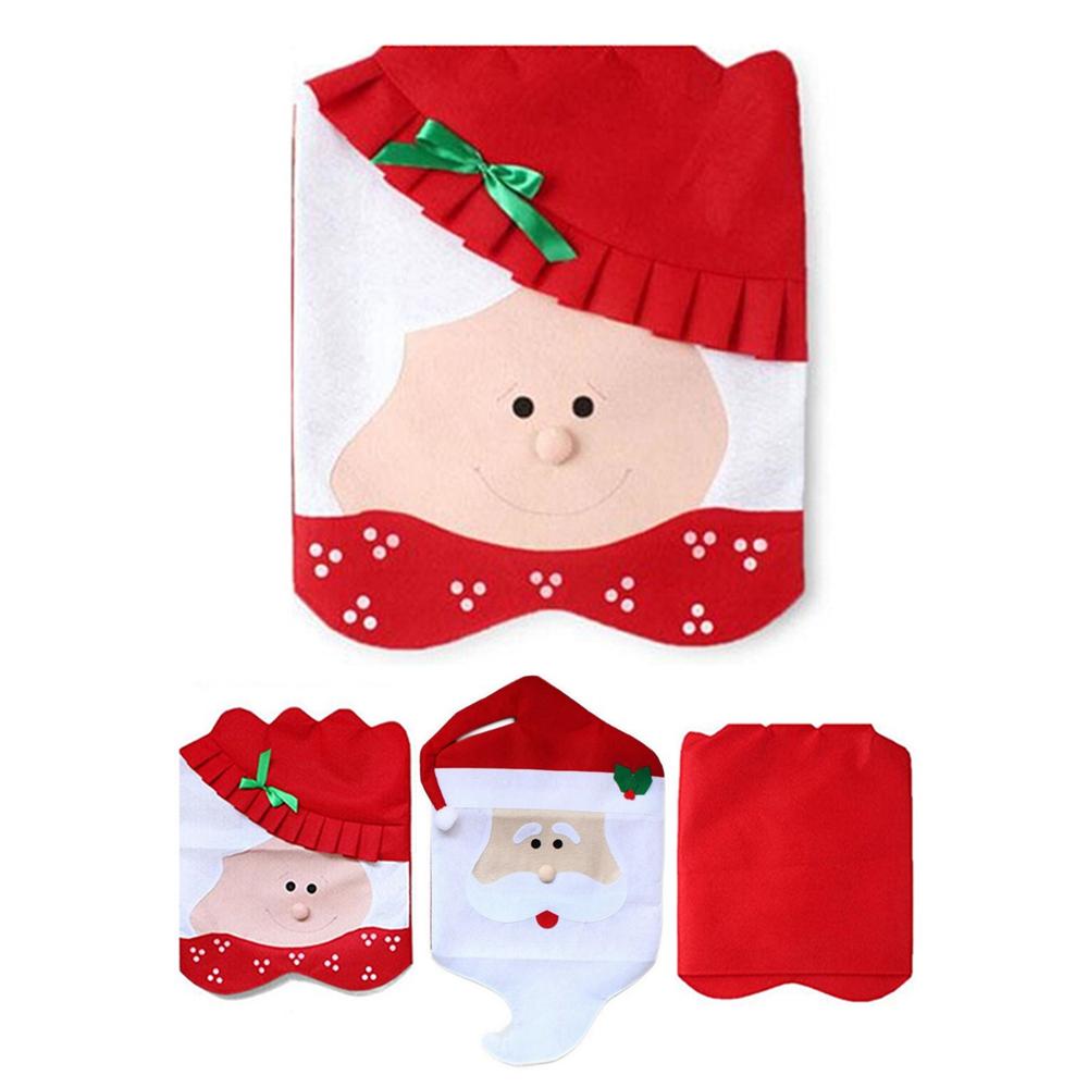 Christmas Chair Covers Santa Chair Slipcover Suit Xmas Chair Back Cover For Party Kitchen Decorations Holiday Room Chair Covers