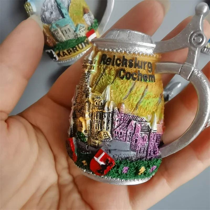 Germany Fridge Magnets Beer Mug Bavaria Munich Cochem Frankfurt Koln Salzburg Austria FINLAND Brugge Refrigerator Magnet Sticker
