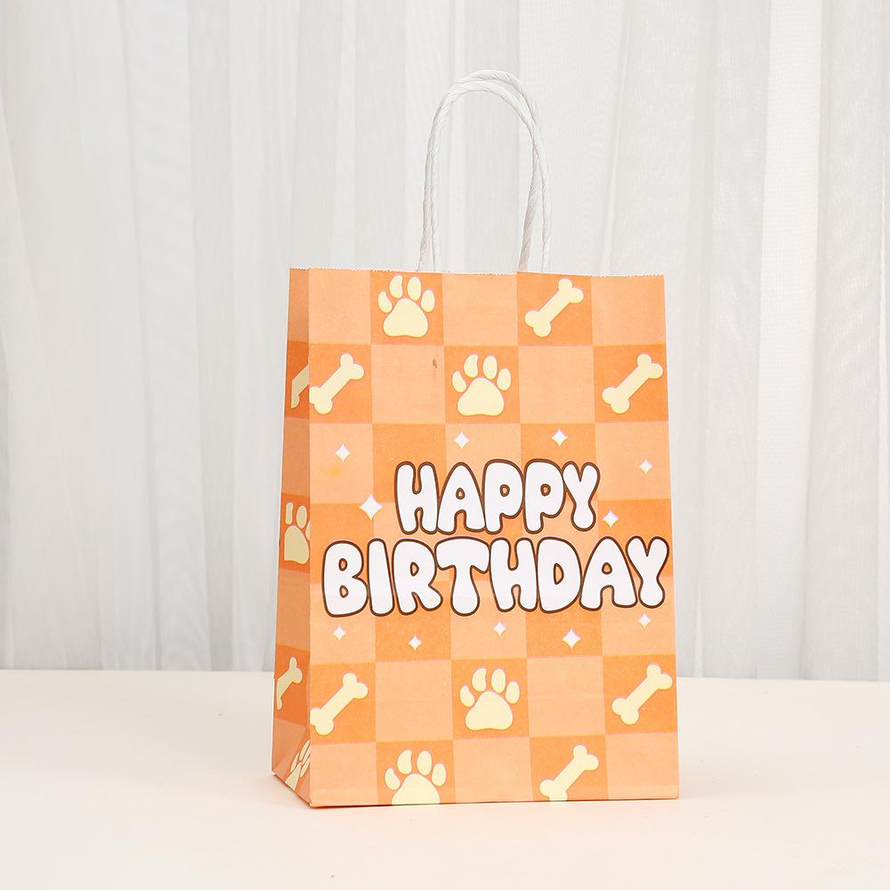 StoBag dog paw gift wrapping bags happy birthday packaging bags for sweets kraft paper treat bags pet party supplies candy favor 30pcs&15x8x21cm