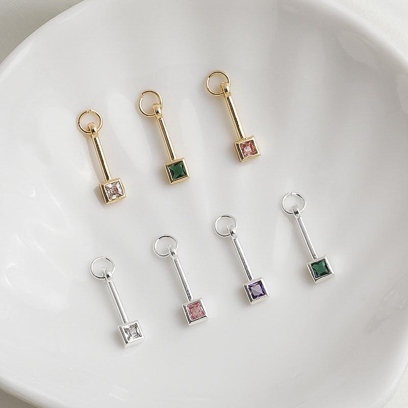 14K Gold Filled Zircon Matchstick Tila Bracelet Pendant for DIY Jewelry