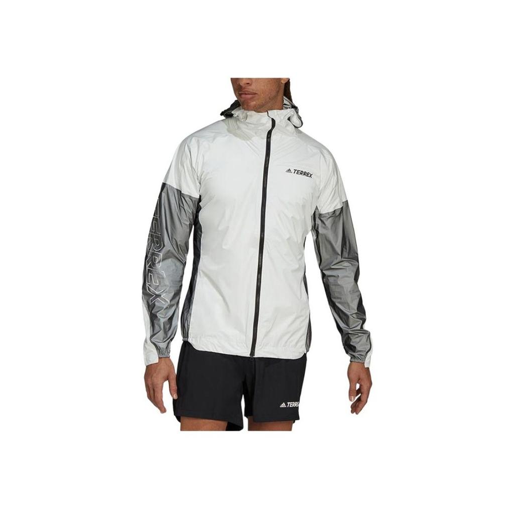 Adidas Color Block Outdoor Casual Sports Zip Hoodie Jacket Men Jackets Black White H44115