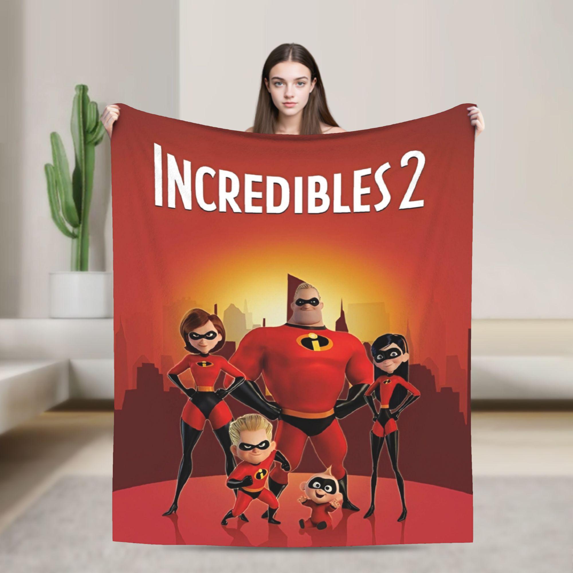 

The Incredibles Mr. Incredible Coral Fleece Throw Blankets Cartoon Elastigirl Bedspreads Knitted Blanket Car Thin Multifunction 30x40in