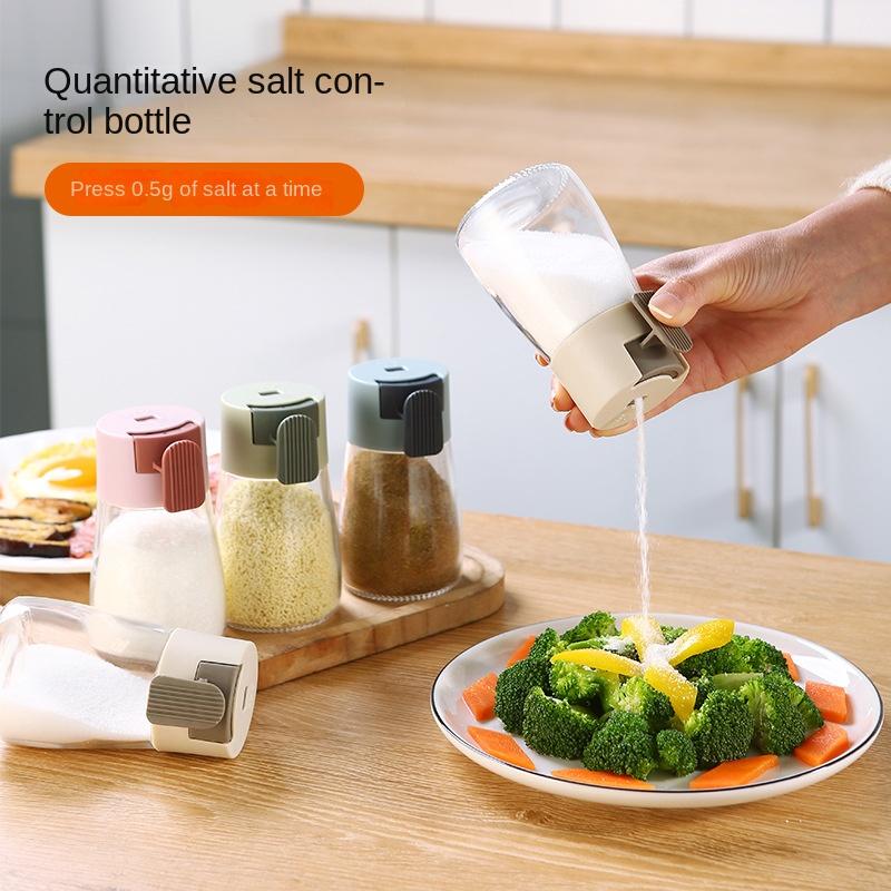 Measuring Salt and Pepper Shakers Precise Quantitative Ration Spice Dispenser Air-Tight Clear Glass Seasoning Bottle for Kitchen