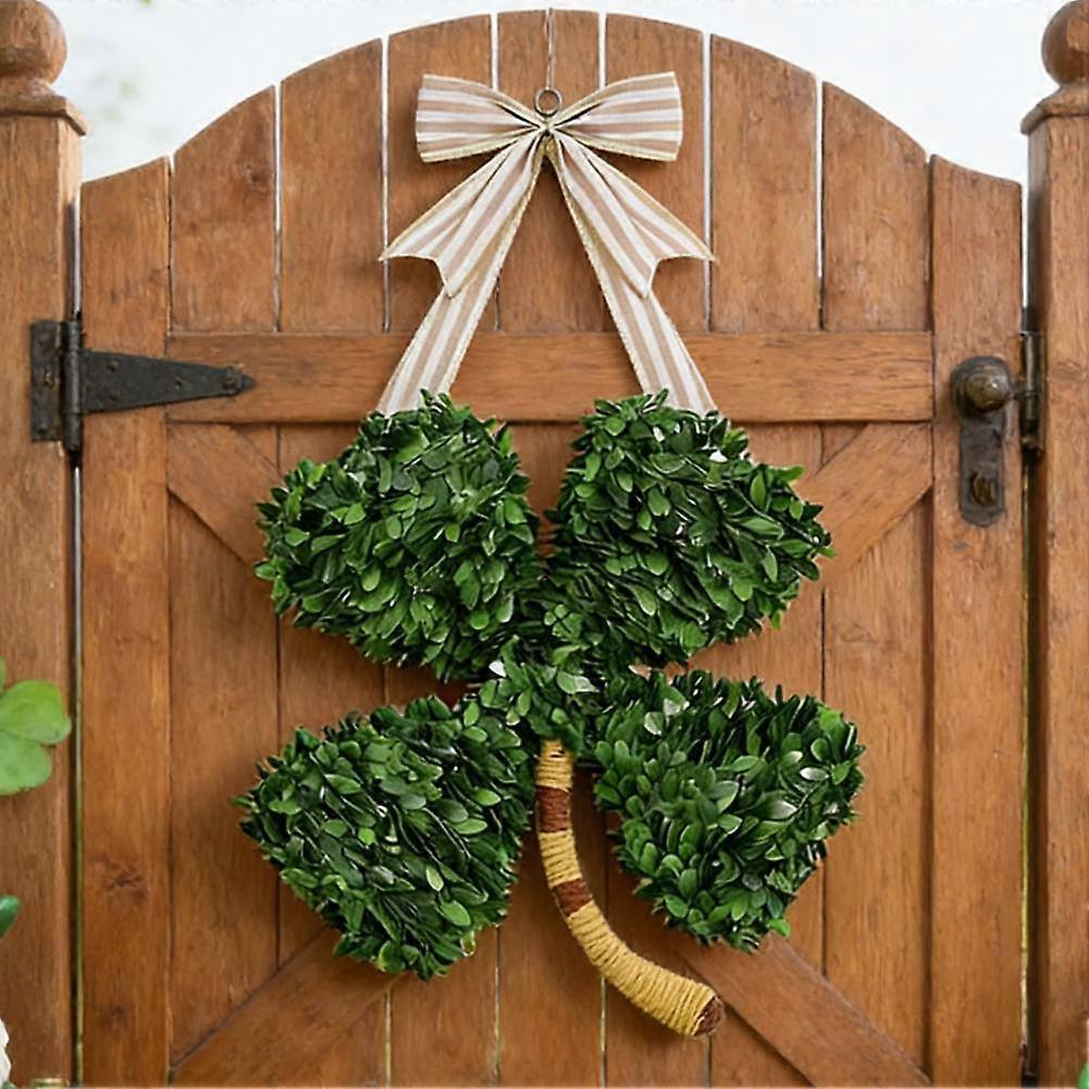 Cross-Border New Saint Patrick's Day Wreath Lucky Four-Leaf Clover Wooden Door Hanger Fireplace Wall Decoration Pendant