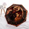 Demon Throne Hell pattern umbrella, portable and foldable design, 8 ribs, a casual accessory for Halloween, Christmas, and birthday gifts.