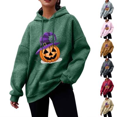 Women's Fall And Winter Halloween Printed Pullover Hooded Sweatshirt Fleece Long Sleeve  Fashion Sweatshirt