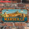 D Flat Pc Vintage Metal Plaque for Decorative Use Only Outdoor Sign Wall Decor Marseille Aluminum Sign Home Decoration