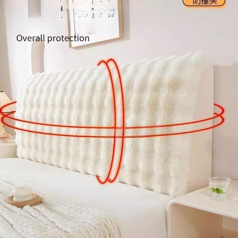 Thick Imitation Rabbit Fur Bedding Head Cover Dust Protection Covers for Bedroom All Inclusive Universal Headboard and Backrest Hood