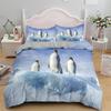 Penguin King Queen Duvet Cover Lovely Black White Antarctic Animals Bedding Set For Kids Wildlife 2/3pcs Polyester Quilt Cover