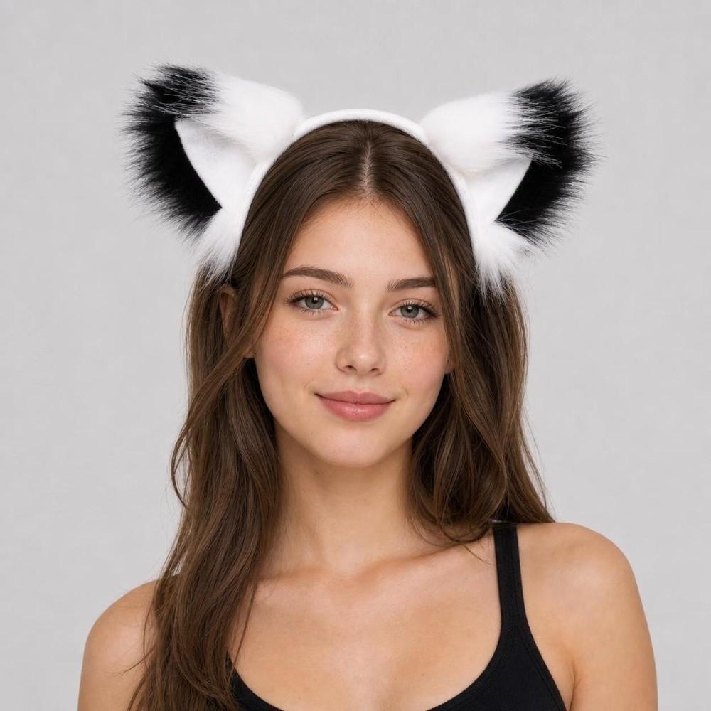 Flexible Faux Fur Cat Ears Fluffy Realistic Texture Animal Headband Festival Gifting
