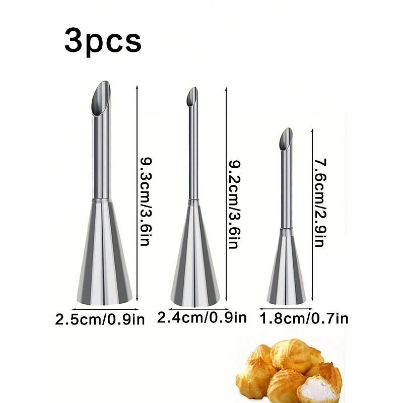 Cream Icing Piping Nozzle Tips, Professional Stainless Steel Long Cream Puff Nozzle Decor Small Pastry Icing Piping Decorating Tools