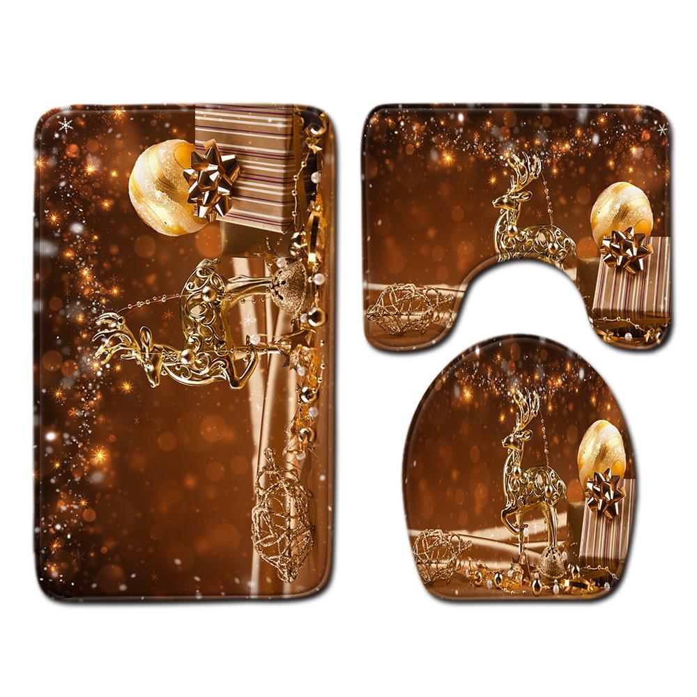 

Рождественский коврик для ванной, туалетный трехпредметный набор 45cmx75cm