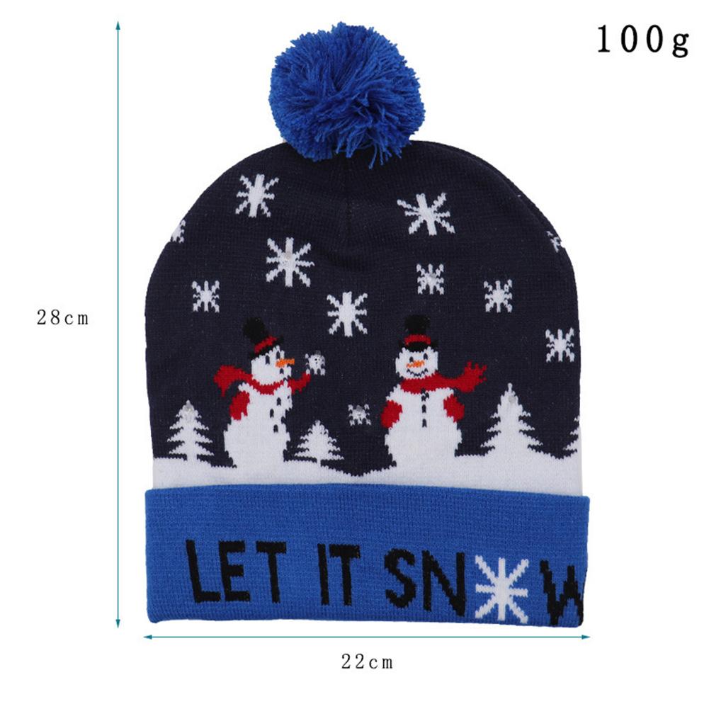 Christmas Decoration Props Children's Colorful Glowing Light Knit Hat Cap Santa Clause Elk Snowman Style