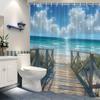 Waterproof Shower Curtain with Scenic Beach Pathway Design Bringing the Serenity of Ocean Views to Your Bathroom Space