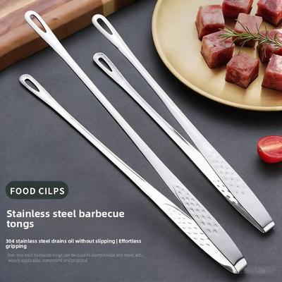 Stainless Steel Kitchen Tongs Non Slip Heat Resistant BBQ Grill Tool  Steak Seafood Buffet Salad Food Serving Cooking Utensils