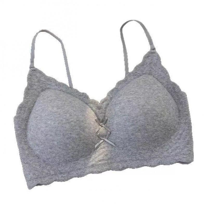 Cute Push Up Bralette Small Chest Thin Padded Wirefree Sexy V Neck Lace Trim Daily Wear