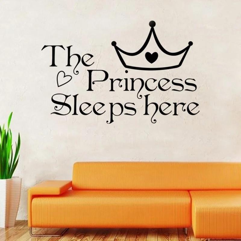 Princess Sleeps Here - Wall Say Quote Word Lettering Art Vinyl Sticker Decal Home Decor Words