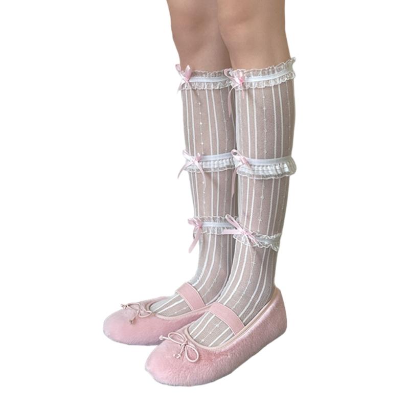 Sweet Lolita Calf Length Socks Soft Nylon Fabric Socks Breathable Socks Comfort Socks Perfect for Daily Wear and Cosplay