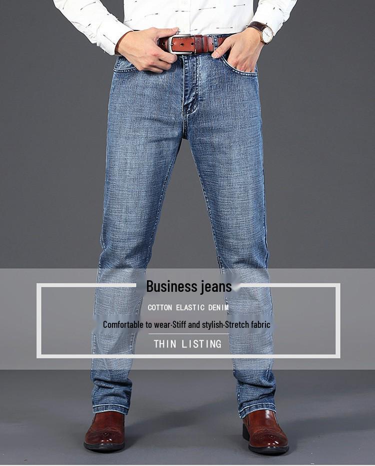 LEE Męskie Jeansy Jesienne Elastyczne Slim Fit Koreański Styl Casual Luźne