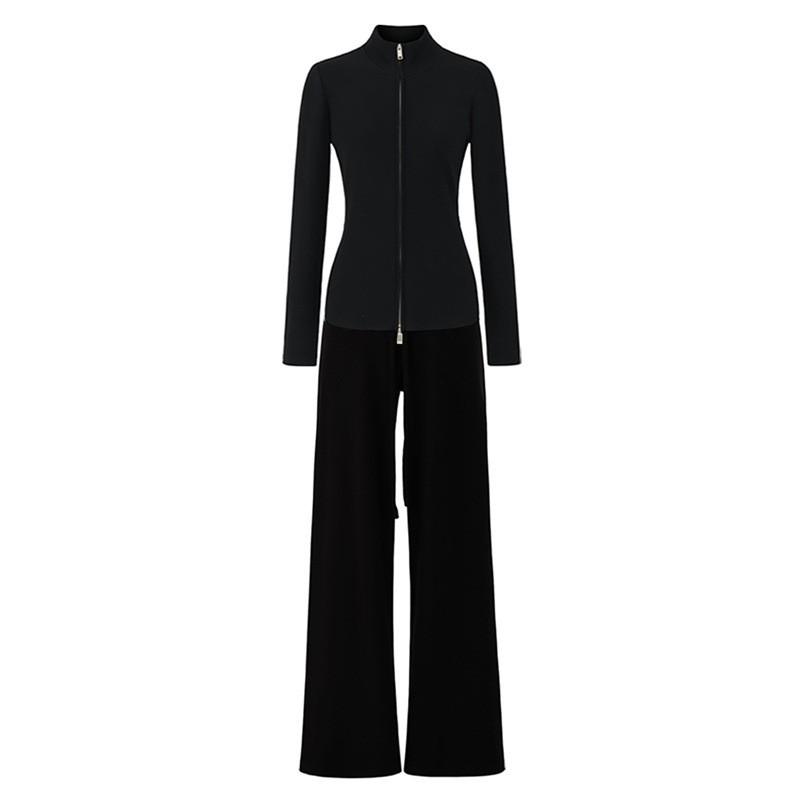 Winter Brushed Tracksuit Set Zip Up Hoodie Straight Leg Pants Casual Sportswear Women
