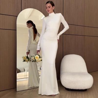 Letnia Moda 2025 Sukienka Bodycon Jednokolorowa Bez Pleców dla Kobiet