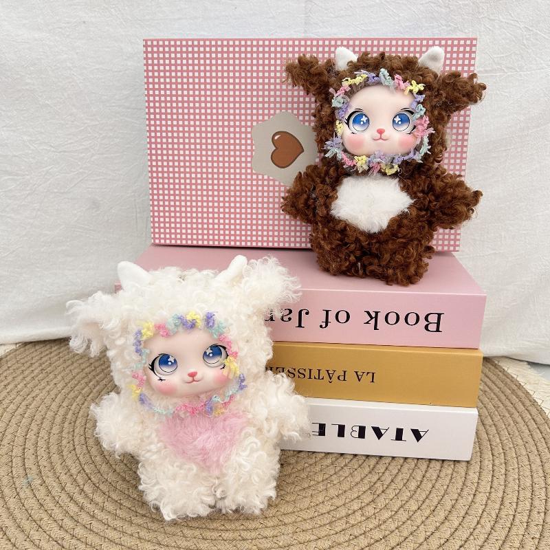 Lace Trimmed Plush Doll Pendant Cute Family Series Vinyl Face Backpack Hanging for Keychain Bag Kids Decor