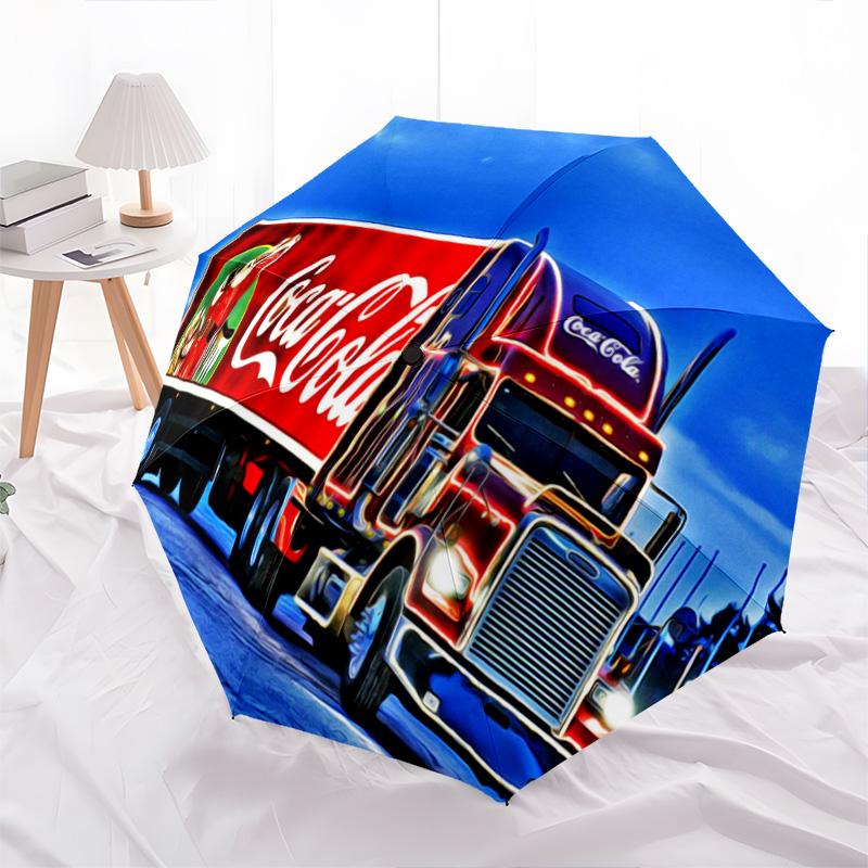1PC Coca-cola Christmas Delivery Automatic Umbrella - Suitable Travel Outdoor Portable Umbrella Birthday Gift Daily Essentials