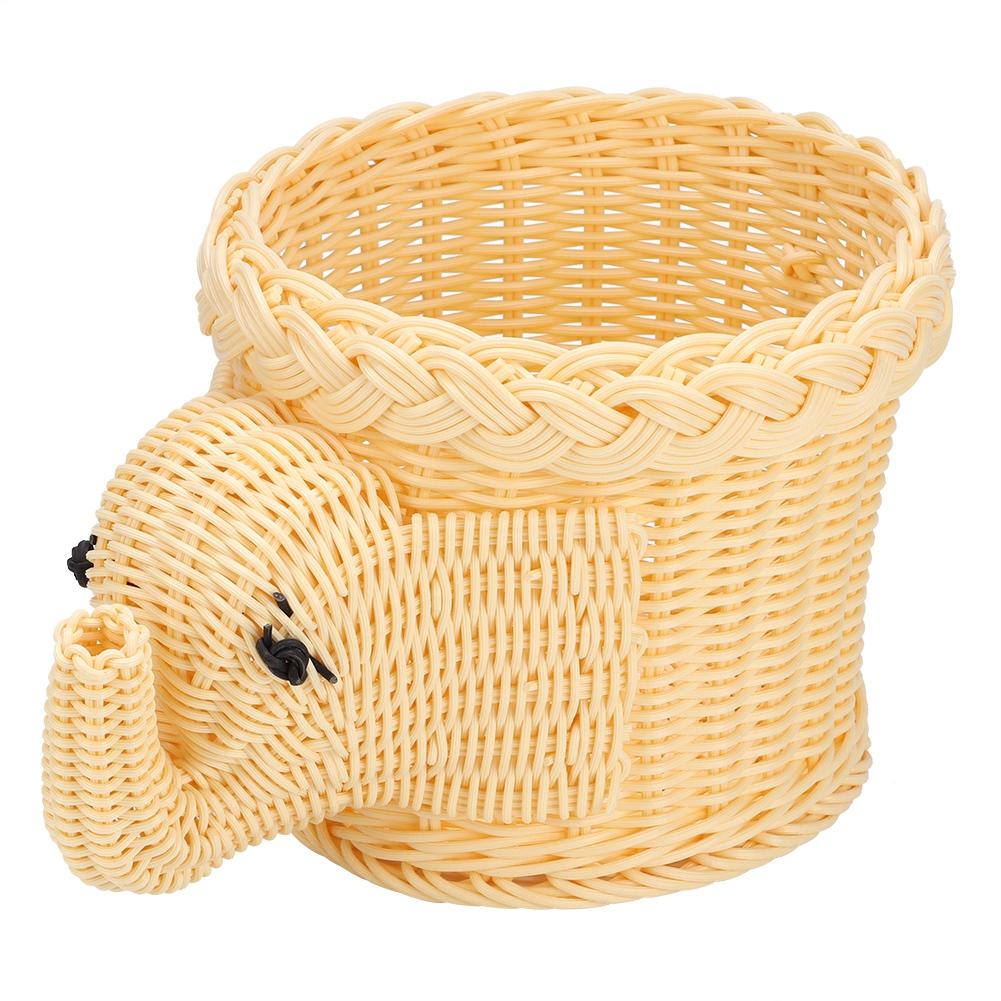 Cartoon Elefantenform Rattan Brot Obst Snacks Aufbewahrungskörbe Lebensmittel Servierkörbe(Braun)