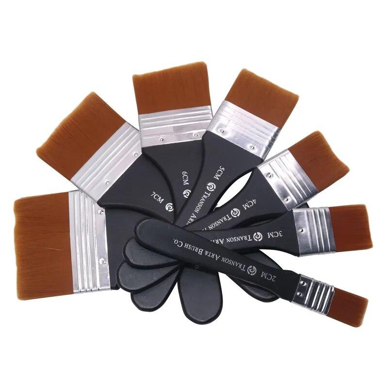 Black Handle Brush Metal Ring Wooden Handle Nylon Hair Artist Watercolor Oil Painting Gouache Acrylic Art Supplies