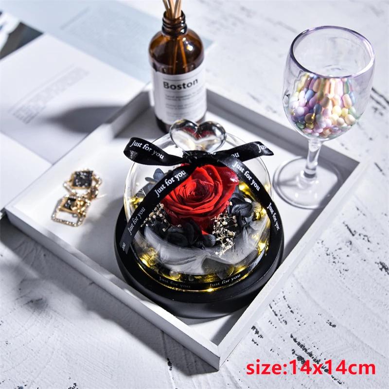 Valentines Day Gift for Girlfriend Eternal Rose LED Light Flower In Glass Cover Mothers Day Birthday Party Wedding Decoration