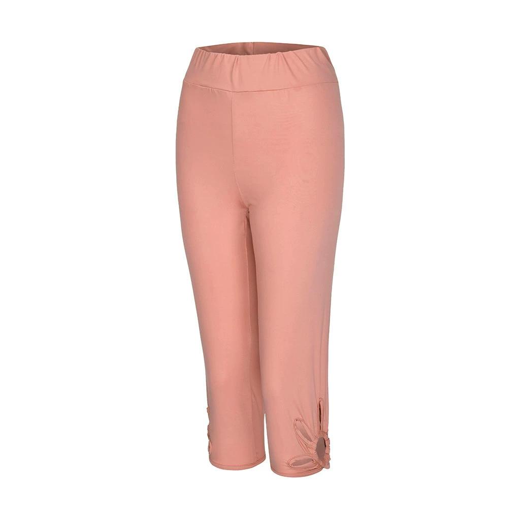 Mode Damen Leggings Übergröße Einfarbig Hohle Elastischer Bund Lässig Fitness Laufen Sport Leggings Yogahose Leggings Damen